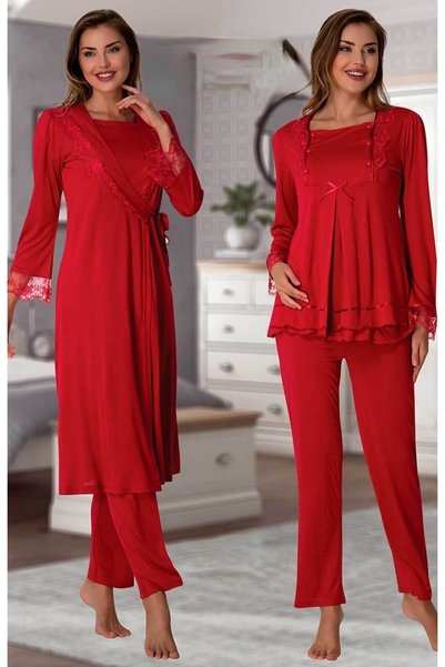 by İGP Effortt Women's Cherry Dressing Gown Maternity Pajama Set