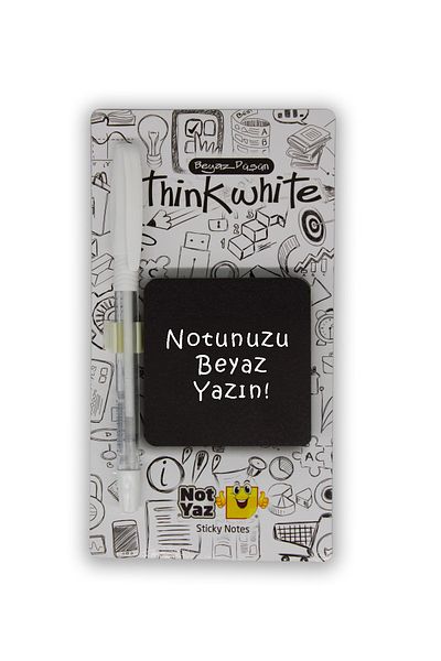 NotYaz Think White Black Adhesive Memo Pad White Gel Pen