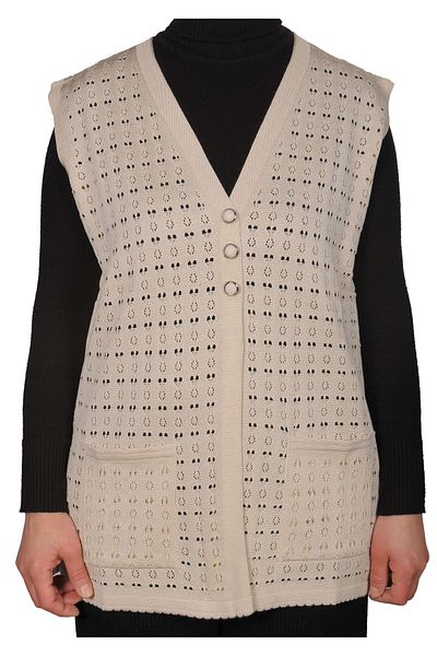 Fresh&Moda Vestă crem mercerizată pentru femei