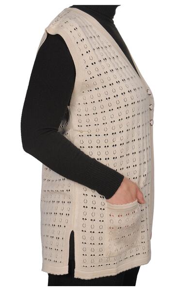 Fresh&Moda Γυναικείο Κρεμ Mercerized Γιλέκο