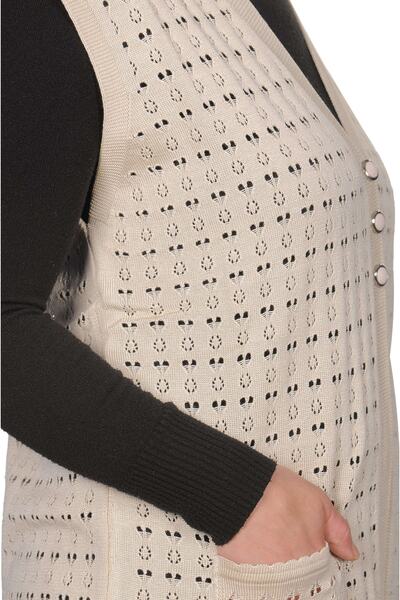 Fresh&Moda Γυναικείο Κρεμ Mercerized Γιλέκο