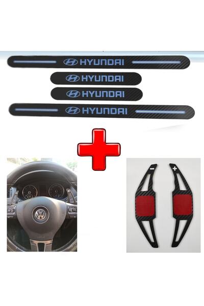 Lazer Store Hyundai Accent Era Uyumlu Carbon Kapı Eşiği + F1 Kulakçık