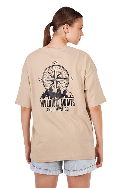 GHASSY CO. Women's Oversize Back And Chest Printed Outdoor Tshirt Psl