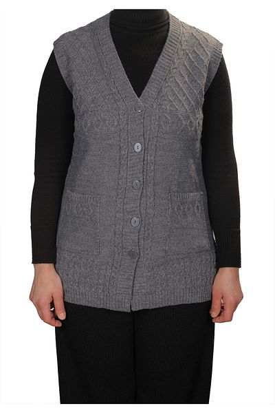 Fresh&Moda Plus Size Women's Gray Buttoned Vest