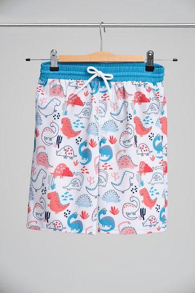 Haşema Pantaloni scurți albi pentru bărbați cu model de dinozaur