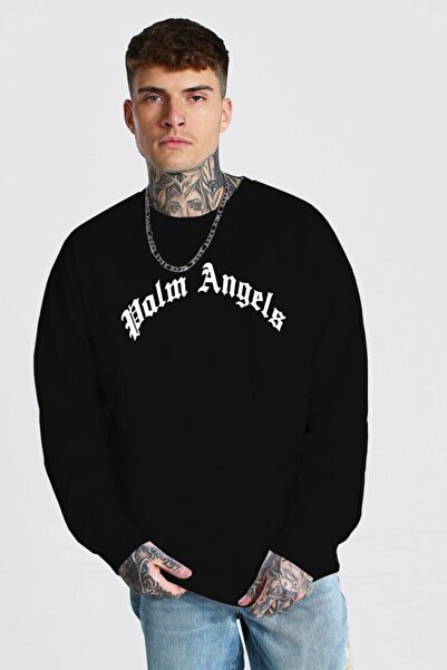 MODAGEN Unisex Palm Angels Printed Black Sweatshirt