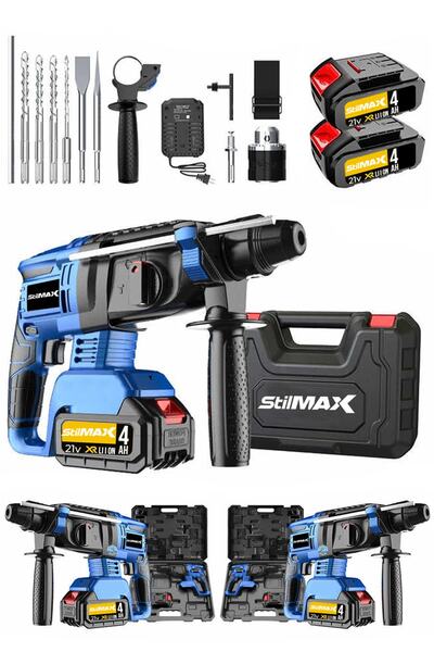 stilmax Skt214kd Akülü Kırıcı Delici 5j Kırım 21v 4ah Titanyum Çift Akülü Kırıcı Delici Hiltı + Set
