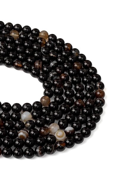 Dünya Doğal Taş سلسلة حجر العقيق الأسود 6 مم