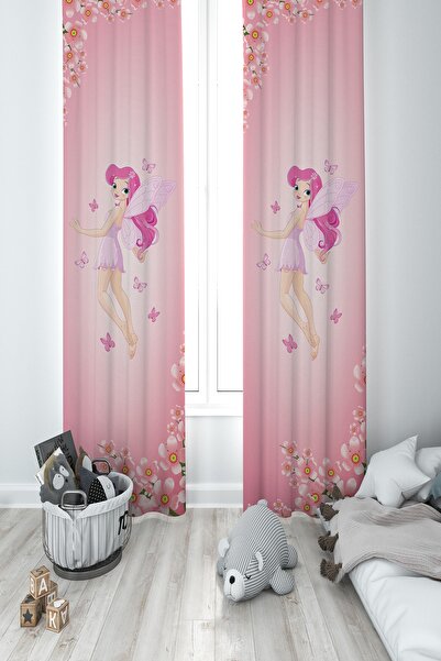 BAMBAŞKA MODA Bebek Ve Çocuk Odası Peri Kız Iki Kanat Fon Perde Bmfp-272