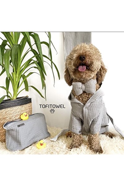 TofiTowel Gri Köpek Bornoz