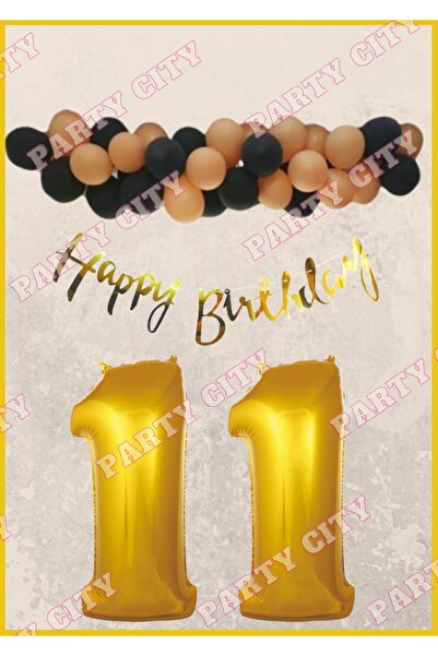 Party City Happy Birthday Gold Konsepti (11) Yaş Doğum Günü Parti Kutlama Seti