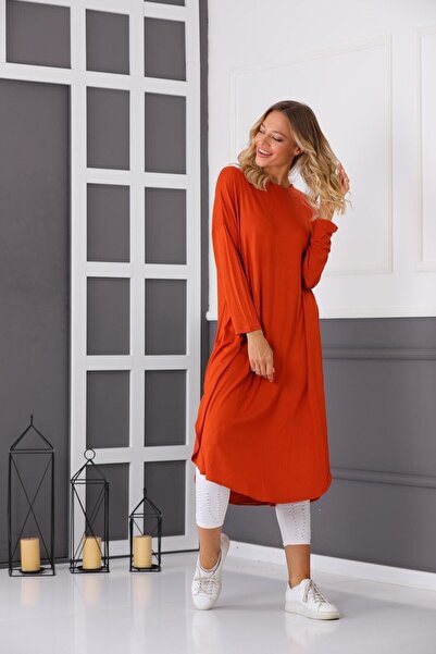 MODAMÜNASİP Τονίκ με όβλαστη χτένισμα από βαμβάκι με οβάλ πλαϊνά μέρη