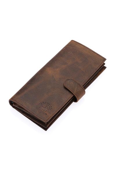 Fiyaka WP-2746 Античен кожен дълъг портфейл, кафяв
