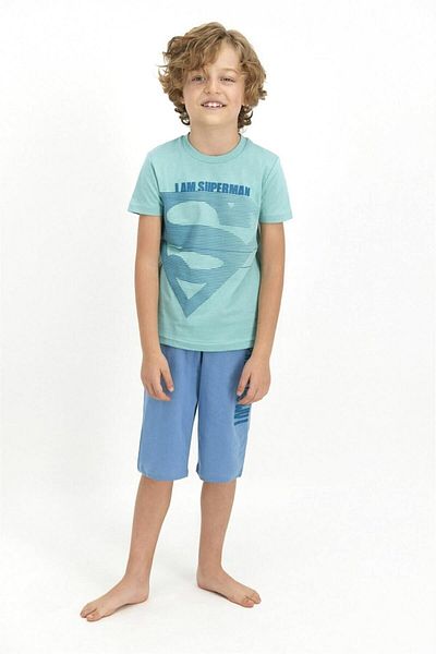 Superman Boy's Green Capri Set