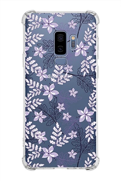 PrintiFy Samsung Galaxy S9 Plus Köşe Korumalı Antişok Kapak Floral Lila Tasar...