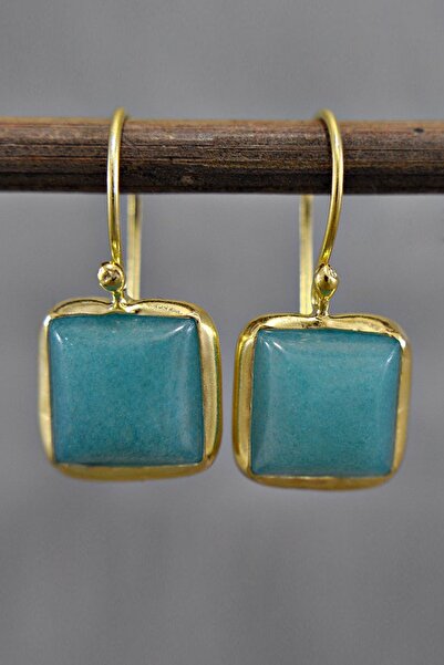 LADYMİRAGE Mavi Yeşim Taşı Gümüş Küpe