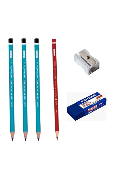 Faber Castell Faber-castell Kurşun Kalem 3 Adet Kırmızı Kalem 1 Adet Kalemtır...