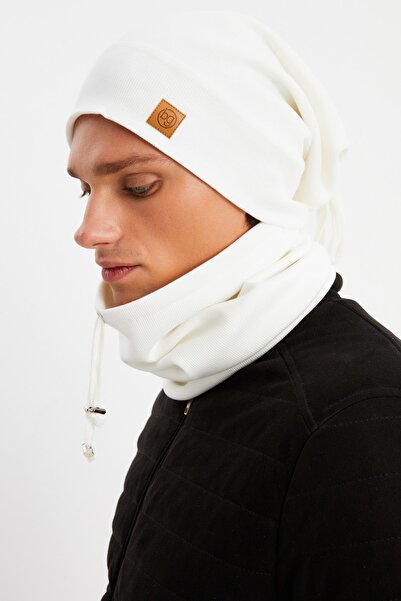 Butikgiz Чоловічий бавовняний кашкорс, не пропускає піт, надзвичайно легкий і м'який комплект шапки та коміра