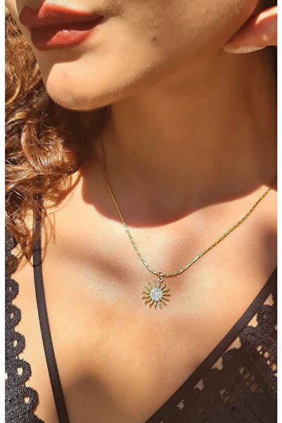 WONDER TOUCH Güneş Kolye,taşlı Minimal Güneş Kolye,ince Yılan.zincir Kolye,yazlık Kolye,altın Kaplama