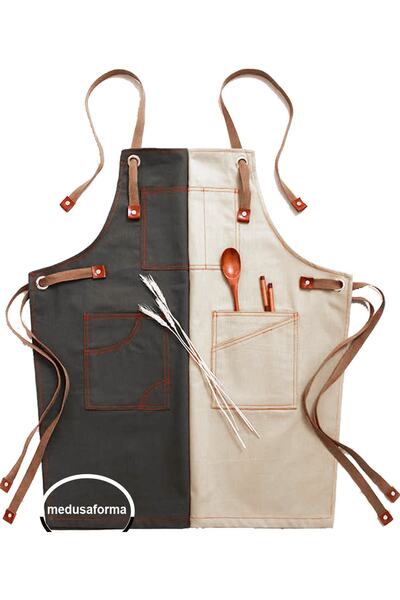 medusaforma Askılı Mutfak Önlüğü Master Chef Şef Cafe Restaurant Garson Ressa...