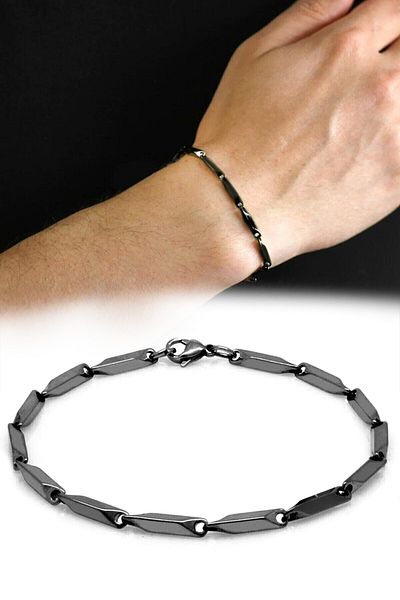 The Collection Men's Steel Black Bracelet Imprint