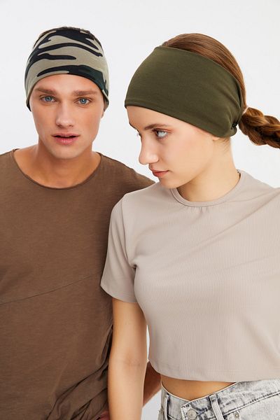 Butikgiz 2 Pack Double Sided Usage Alternative, Cotton Combed, Non-Slip, Lightweight, Sports Hair Band Bandana