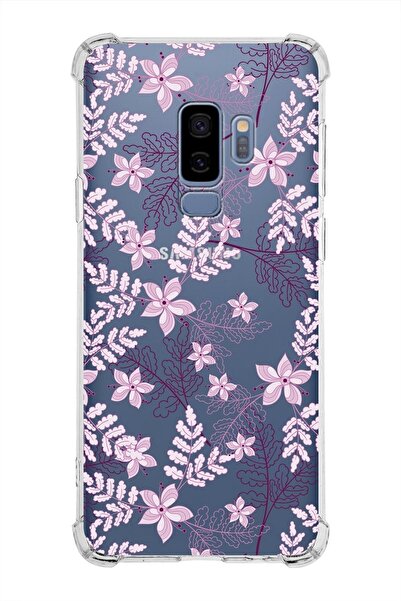 PrintiFy Samsung Galaxy S9 Plus Köşe Korumalı Antişok Kapak Floral Pudra Tasa...