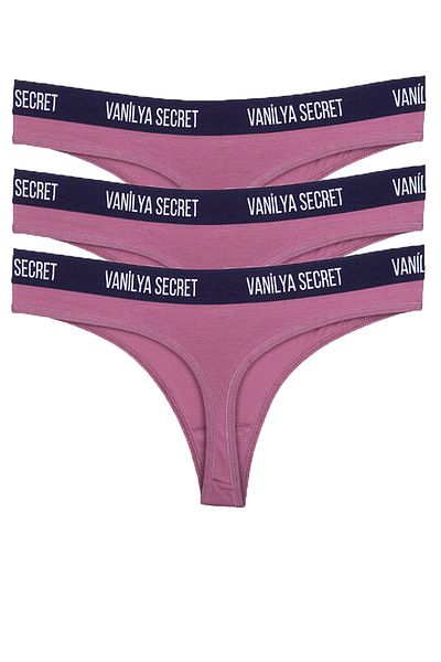 Vanilya Secret Дамски памучни прашки с ластик и талия, комплект от 3 броя