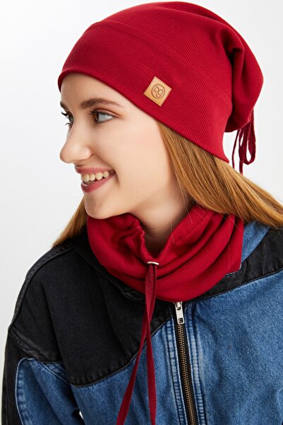 Butikgiz 3 in One Fisherman Style Beret + String Beret + Neck Collar Lightweight, 100% Cotton Winter Set