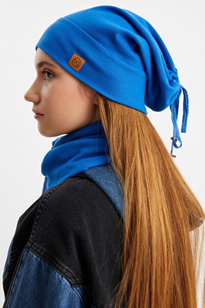 Butikgiz Beretă 3 în 1 în stil pescar + beretă cu frânghie + guler pentru gât, set de iarnă 100% bumbac