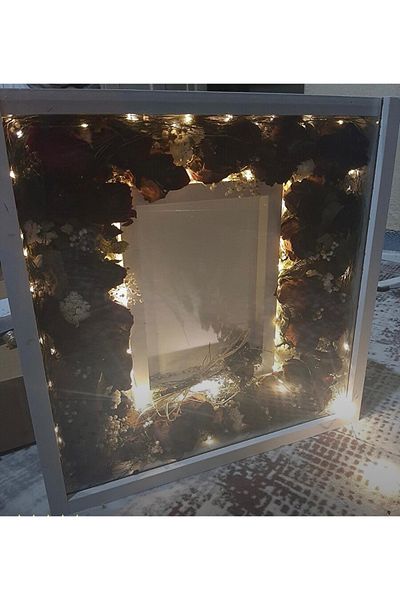 HÜ Cİ MOBİLYA Mdf 40*40 8, Glass Frame with Picture Compartments Rose Box Memory Frame