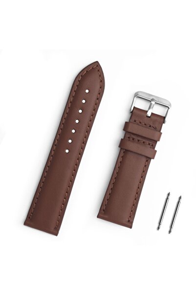 Saatse حزام ساعة من الجلد الطبيعي البني مقاس 22 ملم