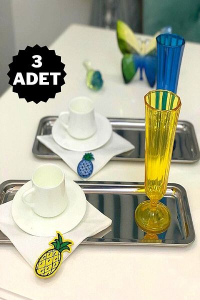 ÖzSa Home 3-Piece Luxury Steel Rectangular Serving Tray 33x13 Cm