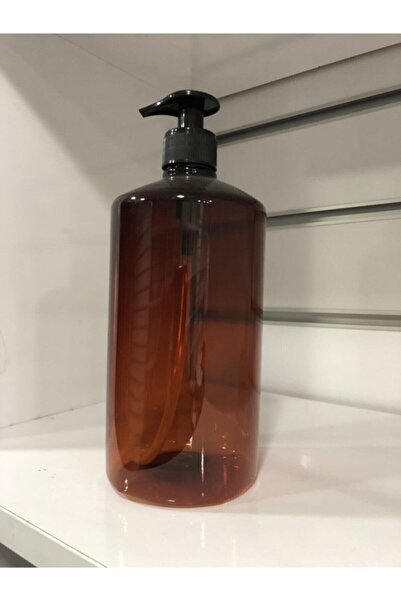 toptancam Bir Litre Plastik Pompalı Amber Şişe 5 Adet