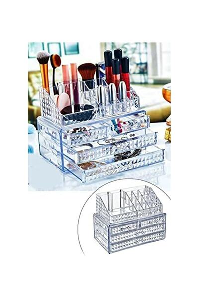 Tikatti منظم مكياج فاخر من الأكريليك الماسي مع 4 أدراج