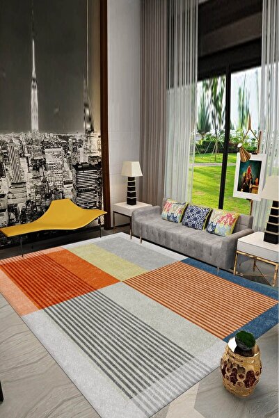 Bely Home Dijital Baskı Yıkanabilir Kaymaz Taban Salon Halısı Mutfak Halısı Y...