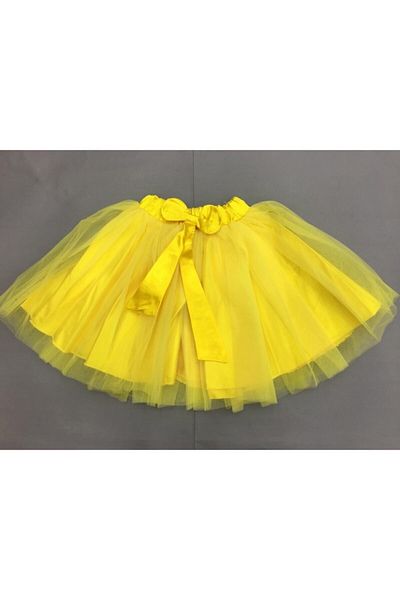 Gökkuşağı Girl's Yellow Solid Color Bow Tutu Skirt April 23 May 19 Show Outfit