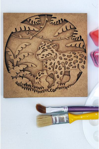 Wooden Multi-Layer Paintable Painting - Board \ Leopard Figure