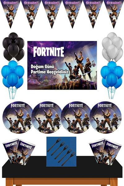 Fortnite مستلزمات حفلات أعياد الميلاد المكونة من 32 شخصًا مقاس 50 × 70 سم