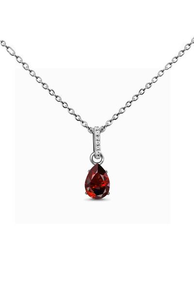 Eva Jewelry Garnet Mistik Topaz Taşlı 925 Ayar Gümüş Zincirli Kadın Kolye
