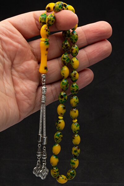 OTTOTESBİH Cadou pentru bărbați Mărgele de rugăciune de chihlimbar cu pulbere de mozaic tăiat cu orz