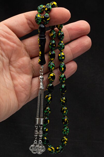 OTTOTESBİH Cadou pentru bărbați Mărgele de rugăciune de chihlimbar cu pulbere de mozaic tăiat cu orz