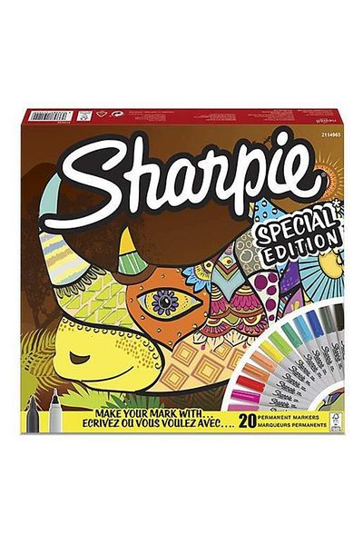 Sharpie 0.9mm Round Tip Fine Permanent Marker Pen - Mixed Box of 20 Rhino 2110122