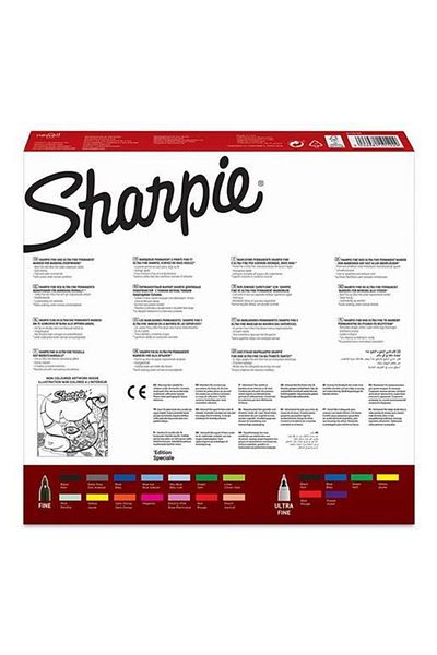 Sharpie 0.9mm Round Tip Fine Permanent Marker Pen - Mixed Box of 20 Rhino 2110122