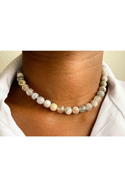 Mucize Taş Agate Natural Stone Necklace 8 Mm