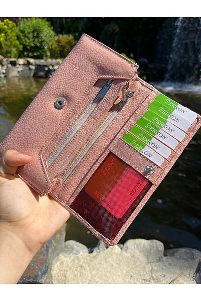 DERKON Genuine Leather Women's Wallet - Convenient, Powder Pink