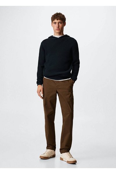 MANGO Man Gemusterter Pullover mit Kapuze