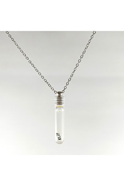 Selderesi Pirinç Kolye Çubuk Modeli - Pirince Isim Yazılı Cam Kolye Zincirli