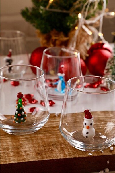 mozaikturk Yılbaşı Özel Figürlü 6'lı Su Bardağı Seti