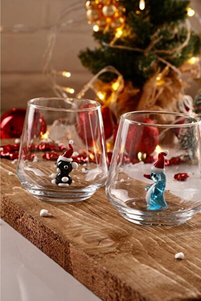 mozaikturk Yılbaşı Özel Figürlü 6'lı Su Bardağı Seti